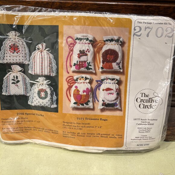 Vintage Creative Circle #2702 "Special Sacks" Christmas Muslin Bags - Picture 1 of 5